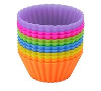 gvivej Molde de silicona para magdalenas, 12 unidades, antiadherente, moldes reutilizables para magdalenas, 6 colores, uso en pasteles, pudín, crema