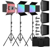 GVM 1200D RGB lámpara de vídeo con softbox, control de aplicaciones 3200K-5600K LED iluminación de vídeo, luz de estudio LED a todo color de 360°, fotografía led luz continua para YouTube streaming de