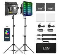 GVM 800D - Kit de iluminación de vídeo RGB con 2 Cajas de luz, lámparas de Estudio con Control Bluetooth, 2 lotes de iluminación de fotografía con 18 escenas de iluminación, Panel Luminoso LED para