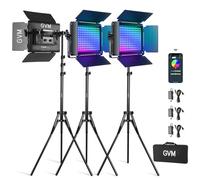 GVM - Kit de luz LED RGB para Video, iluminación de fotografía Regulable con Control de aplicación, 680RS 50W, Paquete de 3 Paneles de luz LED para Estudio de Youtube, grabación de Video, Juegos,