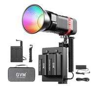 GVM - Lámpara de vídeo RGB LED, 60 W COB de mano con control de aplicación, 2700 K-6800 K, lámpara de estudio con 12 efectos de luz, 49300 Lux/0,5 m, para estudio YouTube, fotografía al aire libre,