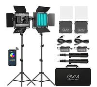 GVM LED luz de vídeo con trípode, App de Control led luz de Estudio RGB Fotografía iluminación Regulable 3200K-5600K Iluminación Continua para fotografía Studio Youtube Video lámpara de vídeo Negro
