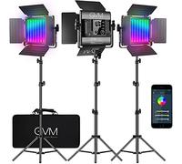 GVM LED Video Light con trípode, 800D RGB Studio Light APP Control, Kit de luces de película para YouTube y Fotografía - 3 paquetes de panel con 8 efectos luminosos