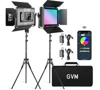 GVM LED Videoleuchte mit Stativ, 880RS 60W RGB Studiolicht Videolicht Panel 3200K-5600K 11200Lux/0,5m Fotografie Dauerlicht für YouTube Studio Filmlicht Streaming,18 Lichteffekt, APP Steuerung, CRI97+