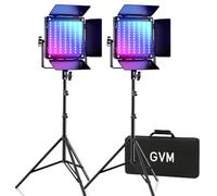 GVM RGB LED luz de vídeo, 2 piezas Kit de iluminación de vídeo con control de aplicación, 40 W iluminación de fotografía LED panel de luz con 8 tipos de luces de escena para estudio YouTube, 3200K-5600K, CRI 97+