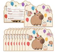 GVMJHYK 10PCS Invitaciones Capybara,Invitacion de Cumpleaños Capibara,Invitaciones con Temática de Animales,Divertidas Tarjetas de Invitación Para Cumpleaños Infantiles,con Sobres