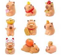 GVMJHYK 9 Pcs Mini Capybara Figuras Decoraciones para Tartas, Mini Capybara Jardín de Hadas Decoración para Niños Cumpleaños Baby Shower Fiesta Pastel Casa de Muñecas Escritorio