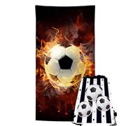 GVMJHYK Toallas De Playa Futbol, Toalla Personalizada Playa Futbol, 2PCS Combinación de Bolsillo de Toalla de Fútbol Playa, Toalla De Baño De Viaje Súper Suave para Mejores Amigos