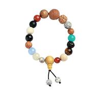 GVNFJKJK Abalorios Chinos, Pulsera Delicada y Bonita de 18 Cuentas de Semillas de Bodhi, Pulsera elástica de la Suerte, Adecuada for meditación y oración