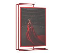 GVNFJKJK Marcos de Fotos, Soporte Giratorio de Metal Doble Cara for Hojas A4 con Cubiertas acrílicas. Exhibidor Horizontal y Vertical(Red)