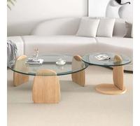 GVNFJKJK Mesa de Centro Redonda, Juego Moderno de Mesa Auxiliar y Redonda Vidrio, Elegantes mesas Centro anidadas inspiradas en Tiburones, for Sala Estar, colección sofá Elegante(F,50+90cm)