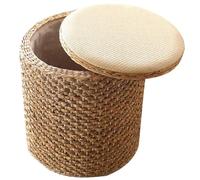 GVNFJKJK Tienda de campaña portátil Dream Tent, Reposapiés con Caja de Ropa Familiar Tejido ratán, Cajas Almacenamiento Redondas, for Zapatos, Taburete Multifuncional no