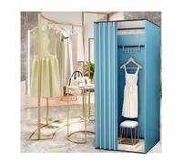 GVNFJKJK Vestuario montado en la Pared, Vestuario de pie con Cortinas Sombra, Vestuario Simple Temporal portátil for Tienda Ropa, Centro Comercial y Oficina(Blue,85x85x200cm)