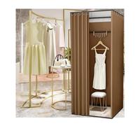 GVNFJKJK Vestuario montado en la Pared, Vestuario de pie con Cortinas Sombra, Vestuario Simple Temporal portátil for Tienda Ropa, Centro Comercial y Oficina(Brown,100x100x200cm)