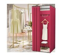 GVNFJKJK Vestuario montado en la Pared, Vestuario de pie con Cortinas Sombra, Vestuario Simple Temporal portátil for Tienda Ropa, Centro Comercial y Oficina(Red,100x100x200cm)