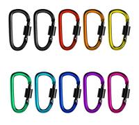 Gvolatee 10 Piezas mosqueton Colorido D-Gancho Aluminio, mosquetones mosquetón Llavero Ultraligero con Cierre de Rosca para Mochila de Camping, Tetera, Tienda de campaña, Cuerda, Pesca, Senderismo