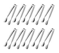 Gvolatee 10 Pinzas para azúcar de Acero Inoxidable 11 cm, Multifuncionales Pinzas Hielo, para Servir Ensalada de Calidad alimentaria, para Cocina, Banquete, Bodas, Bar, Parrilla Buffet (Plata)