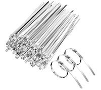 Gvolatee 100 piezas Bridas Inoxidable Resistencia Tracción 125 Kg,Bridas Metalicas 200mm Multiusos Bloqueo Automático,Bridas Para Fijación Tuberías,Reparación Cercas y Atado Cables