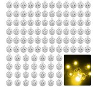 Gvolatee 100 Piezas Luces LED para Globos, Mini LED Bombillas Luz, Mini Lámpara de Globo Redondas, para Linternas de Papel, Fiestas de Cumpleaños, Bodas, Halloween, Decoración Navideña (Blanco cálido)