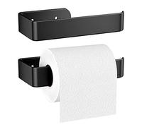 Gvolatee 2 piezas 16CM Portarollos Papel Higiénico Aleación de Aluminio Mate, Soporte Dispensador Papel Higienico Montado Pared Perforación con Tornillos Fijos, Porta Rollos para Baño e Inodoro, Negro