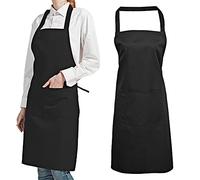 Gvolatee 2 Piezas Delantal Negro Impermeable con Bolsillos, Ajustables para Barbacoa Cocinar Hornear Jardinería Restaurante