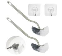 Gvolatee 2 Piezas Escobillas de Baño, Escobilla Baño con 2 Gancho Pegajoso, Escobilla de Baño en Forma de S, Cepillo WC con Limpiador de Bordes, Cepillo Inodoro para Limpieza Profunda de Baño