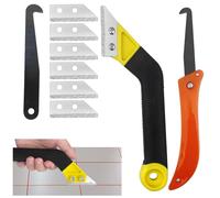 Gvolatee 2 Piezas Rascador Juntas Azulejos+7 Cuchilla de Repuesto, Limpiador de Sierra Removedor de Lechada, Rasquetas Raspador Limpieza, Herramienta de Eliminación para Baldosas de Baño de Cocina