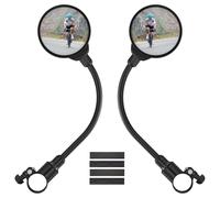Gvolatee 2 Piezas Retrovisor Bicicleta, 360° Adjustable Retrovisor Patinete Electrico, Espejo Retrovisor para Bicicletas, Redondo Bikes Bar End Mirrors para Manillar 22-32mm, HD Espejo Convexo(Negro)