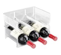 Gvolatee 2 Set Soporte para Botellas de Vino apilable - Botellero para vinos con Capacidad para 6 Botellas - El Accesorio de Cocina imprescindible - Transparente