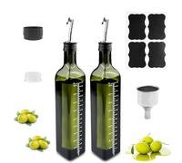 Gvolatee 2 X aceitera antigoteo cristal 500ml, dispensador de aceite y vinagre con Vertidor, Embudo de acero inoxidable, Tapa Antiincrustante, botella aceite de oliva para Cocina, Ensalada, Barbacoa