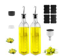Gvolatee 2 X aceitera antigoteo cristal 500ml, dispensador de aceite y vinagre con Vertidor, Embudo de acero inoxidable, Tapa Antiincrustante, para Ensalada, Barbacoa