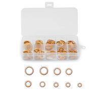 Gvolatee 200 unidades Arandelas de Cobre, Arandelas planas de cobre anillo de sellado, arandelas planas con caja clasificadora para sujetar con tornillos (M5/M6/M8/M10/M12/M14)