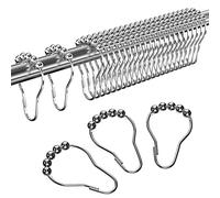 Gvolatee 24 Piezas Anillos de Cortina de Ducha Acero Inoxidable 65 x 37 mm, Ganchos Cromado Pulido con Sistema Deslizante, Anillos de Metal Resistentes para Barra de Ducha, Baños, Ventanas (Plateado)