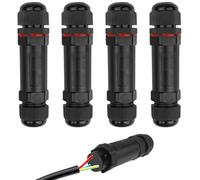 Gvolatee 4 Piezas Conector Estanco, Caja de Conexiones, Conectores Electricos, Empalmes Cables Electricos, Manguito de Conexión de Cable, Conexiones Impermeables para Cable de Diámetro Ø 5-9MM, 9-12MM