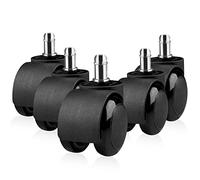 Gvolatee 5 Piezas ruedas 11X 22MM, para silla gaming, oficina, Diseño de Rueda Doble, Repuesto Universales Seguro Silenciosas y sin Arañazos, de Poliuretano, para Todo Tipo de Suelos, Negro