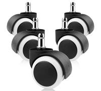 Gvolatee 5 Piezas ruedas silla oficina 11X 22MM, rueda silla gaming Diseño de Rueda Doble, Ruedas de Repuesto Universales Seguro Silenciosas y sin Arañazos para Todo Tipo de Suelos, Blanco