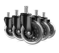 Gvolatee 5 Piezas ruedas silla oficina 11X 22MM, rueda silla gaming Diseño de Rueda Doble, Ruedas de Repuesto Universales Seguro Silenciosas y sin Arañazos para Todo Tipo de Suelos, Negro