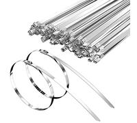 Gvolatee 50 piezas Bridas Inoxidable Resistencia Tracción 125 Kg,Bridas Metalicas 400mm Multiusos Bloqueo Automático,Bridas Para Fijación Tuberías,Reparación Cercas y Atado Cables