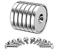 Gvolatee 6 Piezas Imanes Neodimio Potentes 25 kg Fuerza 32 X 5 mm, Imán Potente Recipiente Avellanado con Orificio y Tornillos, Perfecto para Cocina, Experimentos Científicos, Oficina, nevera