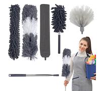 Gvolatee 6 Piezas Plumero Telescopico Extensible, Plumero Atrapapolvo Microfibra Lavable Reutilizable Longitud 87 to 250 cm, Duster Limpieza Ventiladores Techo Alto, Persianas, Telarañas