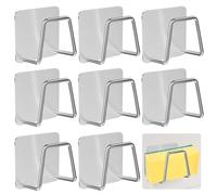 Gvolatee 8 Piezas Soporte Esponja Fregadero, Soporte para Esponja Sin Taladrar de Lavado de Cocina, Acero Inoxidable, Estante de Esponja de Cocina para Baño (Plateado)