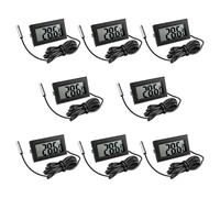 Gvolatee 8 Piezas Termómetro Acuario, Negro Termometro Nevera Frigorifico, Sensor de Temperatura, Mini Termómetro Digital LCD con Sonda Externa Impermeable para Refrigerador Congelador Acuario