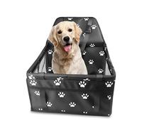 Gvolatee Asiento de Coche para Perro, Refuerzo de Coche para Perros Plegable Lavable con Tubo de Soporte y Cinturón de Seguridad, Asiento del Coche de Seguridad para Perros 40×34×25 cm