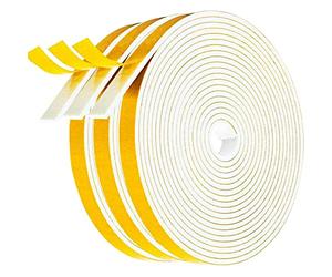 Gvolatee Burlete Puerta Entrada 12 X 6mm, Tira de Sellado Junta Autoadhesiva para Ventanas, Adhesivo Cinta Ventanas Aislante Frio, Cinta Espuma para Aislante, Ruido, Colisión (5M X 3 Volúmenes)