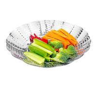 Gvolatee Cesta Vaporera Plegable de Acero Inoxidable,Steamer Cesta Plegable,Malla Agujeros