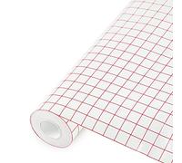 Gvolatee Cinta de Transferencia de vinilo con cuadrícula de alineación roja, lámina detransfer transparente para calcomanías, ventanas, pegatinas para automóviles, papel transfer 30.5 x 500 cm