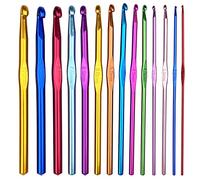 Gvolatee Conjunto de 14 Tamaños Juego Agujas Ganchillo de Aluminio, Agujas de Ganchillo Multicolor Establece Agujas de Tejer 2 mm-10 mm en Una Bolsa, Ganchos de Ganchillo para Tejer Manualidades