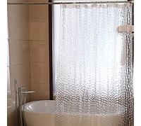 Gvolatee Cortina de Ducha Antimoho 180 X 200 cm, 3D Cubo de Agua Semitransparente Espesas EVA Lavable Cortinas de Baño con 12 Ganchos, Impermeable Antibacteriano Secado Rápido, para Bañera (Blanca)
