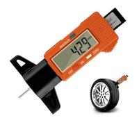 Gvolatee Digital Medidor Profundidad Neumaticos, Medidor de Profundidad de los Neumáticos con Pantalla LCD, Medidor Banda de Rodadura de Neumáticos para Coches Furgonetas Camiones Motocicleta(Naranja)
