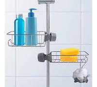 Gvolatee estante ducha sin taladro, estante de almacenamiento de Grifo cocina Acero Inoxidable 304, desmontable Organizador De Drenaje Fregadero, soporte de esponja para Champú, Jabón, Gel Ducha